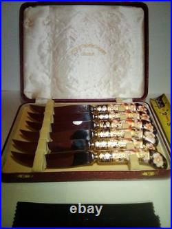 Royal Crown Derby Fine China Knife Set (6) Lavish Cherry blossom design