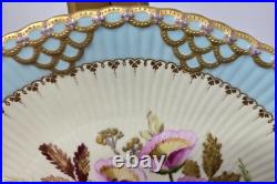 Royal Crown Derby Floral Decorated Cabinet Plate with Gold & Jewels 1884, 8 3/4