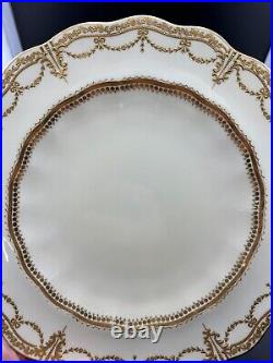 Royal Crown Derby For Tiffany & Co. Gold Swags Dinner Plate Of 6