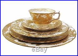 Royal Crown Derby GOLD AVES 6pc Place Setting Dinner Salad Bread Soup Cup Saucer