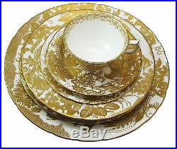 Royal Crown Derby GOLD AVES 6pc Place Setting Dinner Salad Bread Soup Cup Saucer