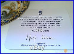 Royal Crown Derby GOLDEN JUBILEE BLACK SWAN Limited Edition of 2002 Boxed + COA