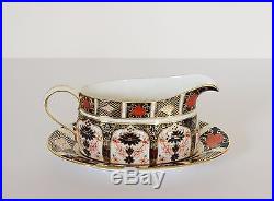 Royal Crown Derby GRAVY BOAT & UNDERPLATE Old Imari 1128 Sauce Stand Platter