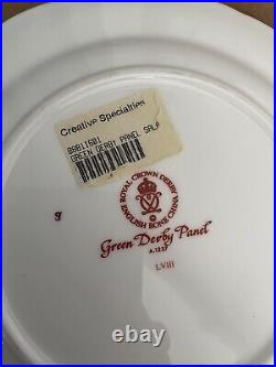 Royal Crown Derby GREEN DERBY PANEL Dinner Salad Fluted Dessert Plate