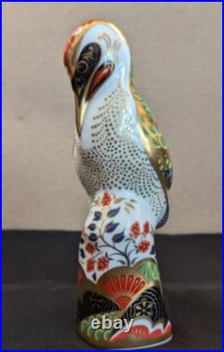 Royal Crown Derby GREEN WOODPECKER Paperweight w Gold Stopper & Original Box