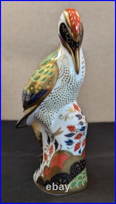 Royal Crown Derby GREEN WOODPECKER Paperweight w Gold Stopper & Original Box