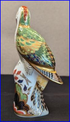 Royal Crown Derby GREEN WOODPECKER Paperweight w Gold Stopper & Original Box