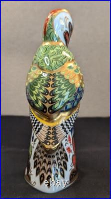 Royal Crown Derby GREEN WOODPECKER Paperweight w Gold Stopper & Original Box