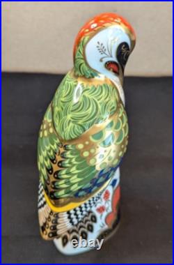 Royal Crown Derby GREEN WOODPECKER Paperweight w Gold Stopper & Original Box