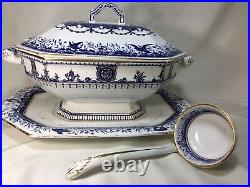 Royal Crown Derby Gilt'LEOPOLD' SOUP SET (3 Pc Tureen, 12 Soup Bowls) c1900