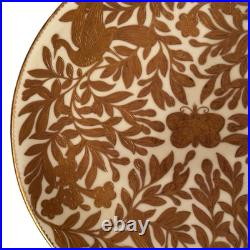 Royal Crown Derby Gold 1882 Encrusted Pale Yellow 9.125 Plate Butterfly Birds
