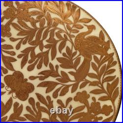 Royal Crown Derby Gold 1882 Encrusted Pale Yellow 9.125 Plate Butterfly Birds