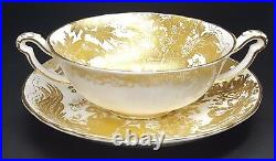 Royal Crown Derby Gold Aves Cream Soup Bowl And Under Plate England-excellent