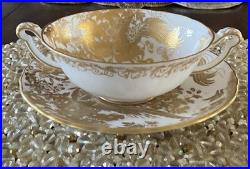 Royal Crown Derby Gold Aves Cream Soup & Saucer