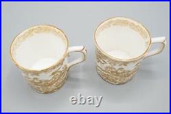 Royal Crown Derby Gold Aves Flat Demitasse Cup Pair FREE USA SHIPPING