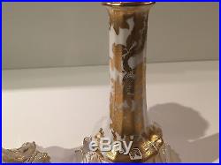 Royal Crown Derby Gold Aves Pair of Large Candlesticks Candle Holders