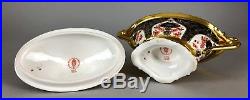 Royal Crown Derby- Gold Japanese Old Imari 1128 Navette Urn Vase Bowl Dish Cover