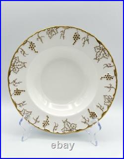Royal Crown Derby Gold Vine Rim Soup Bowls 8 1/4, Set of 13