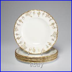 Royal Crown Derby Gold White Vine Salad Plates 8.75 Vintage Set of 6 D