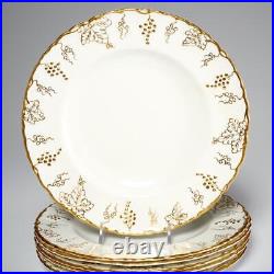 Royal Crown Derby Gold White Vine Salad Plates 8.75 Vintage Set of 6 D