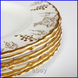 Royal Crown Derby Gold White Vine Salad Plates 8.75 Vintage Set of 6 D