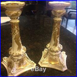 Royal Crown Derby Golden Aves Candlesticks and Bowl