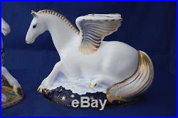 Royal Crown Derby Goviers Mythical Beasts Unicorn And Pegasus Paperweights Boxed