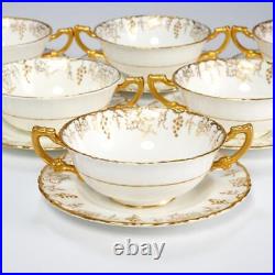 Royal Crown Derby Grape Vine Gold 6 Cream Soup Bowls Underliner Plates 839130 B