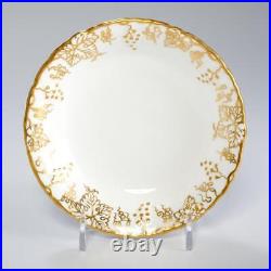 Royal Crown Derby Grape Vine Gold Cream Saucer Fruit Dessert Sauce Bowls 4pc B