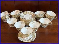 Royal Crown Derby Green Derby Panel 13 Teacups & 14 Saucers set, Mint