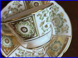 Royal Crown Derby Green Derby Panel 13 Teacups & 14 Saucers set, Mint