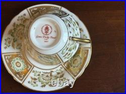 Royal Crown Derby Green Derby Panel 13 Teacups & 14 Saucers set, Mint