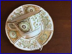 Royal Crown Derby Green Derby Panel 13 Teacups & 14 Saucers set, Mint