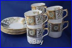 Royal Crown Derby Green Derby Panel Set Of 6 Coffee Cans / Saucers