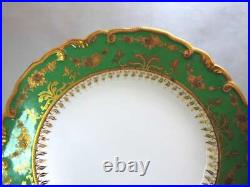Royal Crown Derby Green & Gold Dessert Plates & Servers, dated 1897,1906. 21 pcs