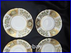 Royal Crown Derby, Green Panel TEA CUPS & SAUCERS x 6 IN SUPER CONDITION