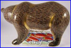 Royal Crown Derby Grizzly Bear Figurine Paperweight (2009) Silver Stopper