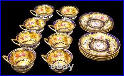 Royal Crown Derby Guilt And Polychrome 8 Teacups And 7 Saucers