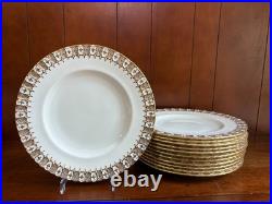 Royal Crown Derby HERALDIC GOLD bone china dinner plates set of 12, superb