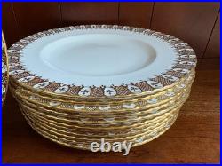 Royal Crown Derby HERALDIC GOLD bone china dinner plates set of 12, superb
