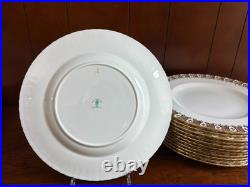 Royal Crown Derby HERALDIC GOLD bone china dinner plates set of 12, superb
