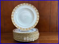 Royal Crown Derby HERALDIC GOLD bone china salad plates set of 11, superb
