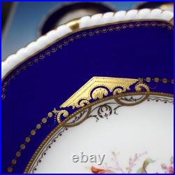 Royal Crown Derby HP Signed E Ellis 12 Cobalt Blue Floral Cabinet Plates