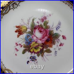 Royal Crown Derby HP Signed E Ellis 12 Cobalt Blue Floral Cabinet Plates