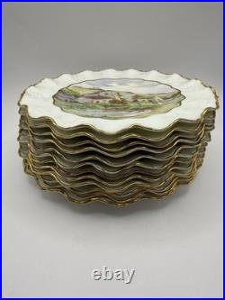 Royal Crown Derby Haddon Hall Hand Painted Scenic Plates Set of 11 (+1 Free)