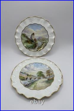Royal Crown Derby Haddon Hall Hand Painted Scenic Plates Set of 11 (+1 Free)