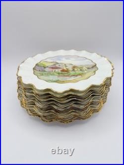 Royal Crown Derby Haddon Hall Hand Painted Scenic Plates Set of 11 (+1 Free)