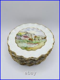 Royal Crown Derby Haddon Hall Hand Painted Scenic Plates Set of 11 (+1 Free)