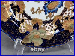 Royal Crown Derby Hand Painted Blue Green Bronze Gold Beaded Floral Cobalt Plate Royal Crown Derby Hand Painted Blue Green Bronze Gold Beaded Floral Cobalt Plate