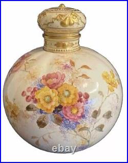 Royal Crown Derby Hand Painted Enamel Porcelain Bottle Jar circa 1900 As Found